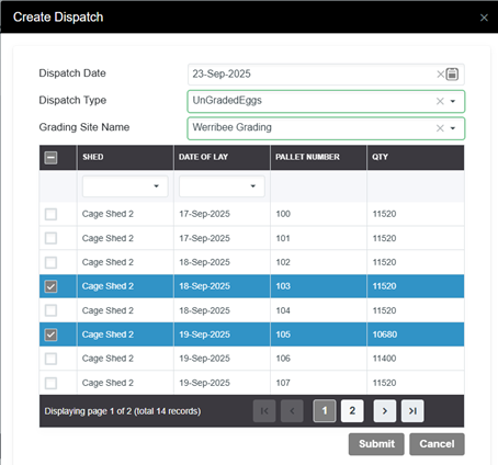 The Dispatch Screen - Casaccio Egg Farms